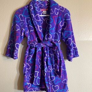 Girl Thing  Purple pink Heart Print Robe 6/6x